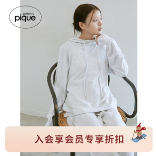 连帽卫衣PWCT255285 女睡衣雪感纯色长袖 gelato pique25秋冬新品