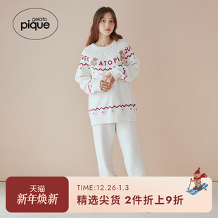 长裤 小熊半边绒长袖 PWNT245198 pique秋冬女睡衣套装 gelato