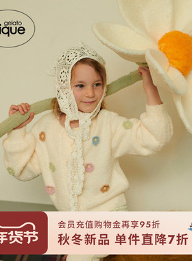 gelato pique25秋冬新品儿童睡衣半边绒立体花朵开衫PKNT254444