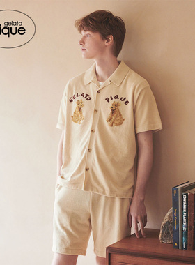 gelato pique春夏男女同款睡裤薄半边绒纯色短裤PMNP232902