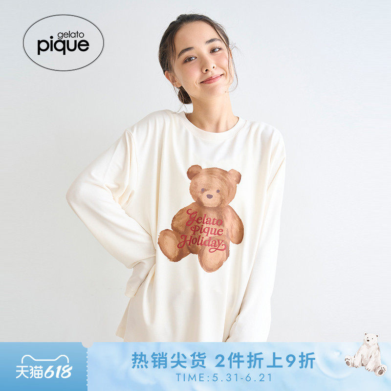 gelato pique25秋冬新品女睡衣小熊长袖T恤圣诞新年PWCT255332