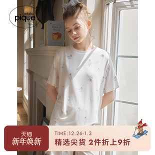 家居服套装 gelato 女睡衣海豹满印短袖 新品 PWCT252387 pique25夏季