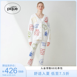 pique24春夏新品 gelato 女睡裤 马里奥彩色半边绒长裤 PWNP241046