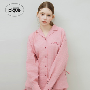 睡衣PWFT251338 女白色情人节纯色字母衬衫 gelato pique25春夏新品