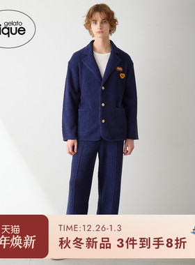 gelato pique25秋冬新品男女同款睡衣字母翻领开衫PMNT255959