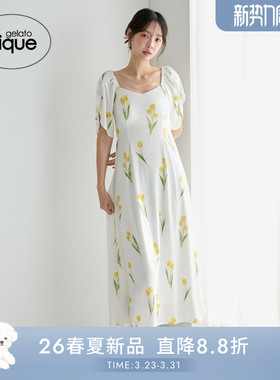 gelato pique26春夏新品女睡裙郁金香满印短袖连衣裙PWCO261300