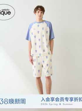 gelato pique26春夏新品男睡衣爆米花满印短袖T恤居家PMCT261373