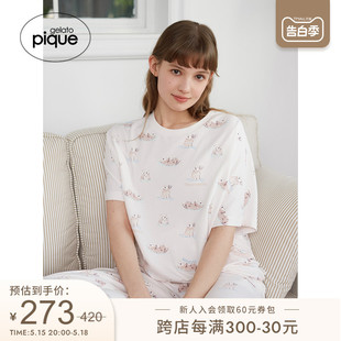 T恤亲子睡眠PWCT232225 gelato pique春夏女睡衣水獭印花短袖