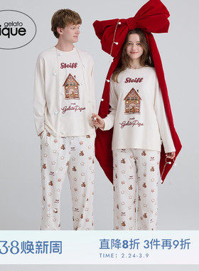 gelato pique25秋冬新品男睡衣Steiff熊长袖T恤圣诞PMCT255274