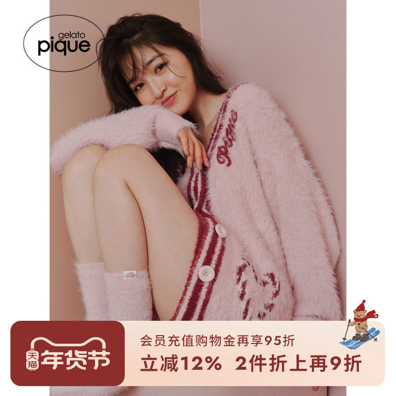 gelato pique秋冬女睡衣套装节日羽毛纱开衫短裤PWNT245197,女士内衣/男士内衣/家居服,睡衣/家居服套装,淘宝优惠券,粉丝福利购,淘宝优惠卷