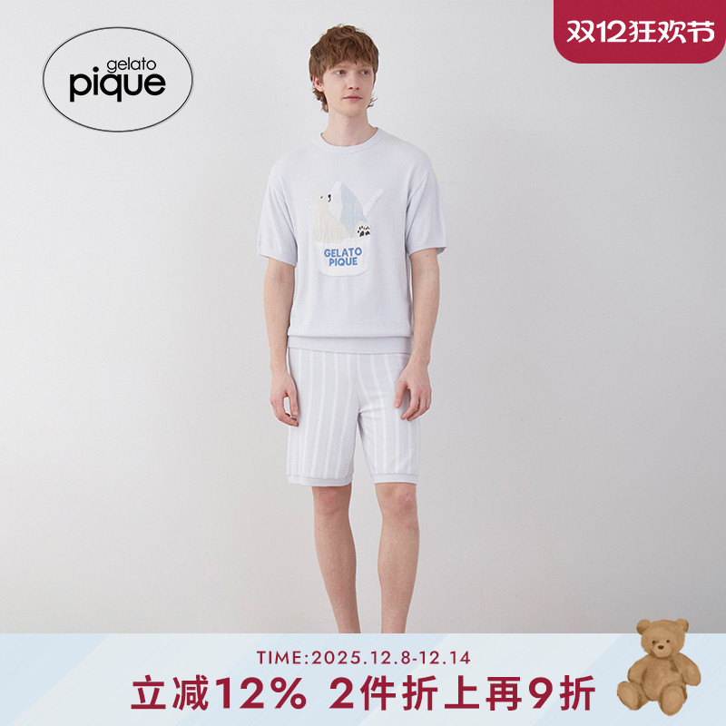 gelatopique条纹针织系带短裤