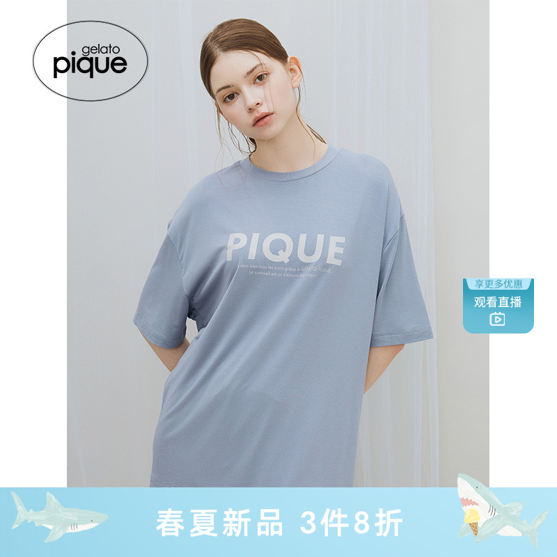 gelato pique25春夏新品男女同款睡衣logo印花短袖T恤PMCT251954