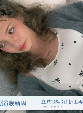 gelato pique秋冬女睡衣字母爱心荷叶边内衣文胸PSGG244851