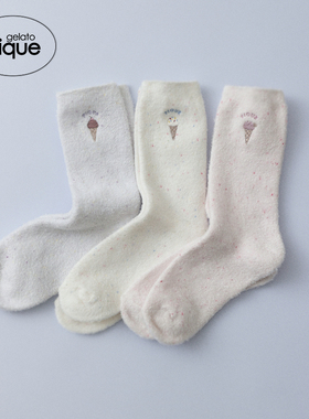 gelato pique25春夏新品女白色情人节冰淇淋刺绣绒袜子PWGS251550