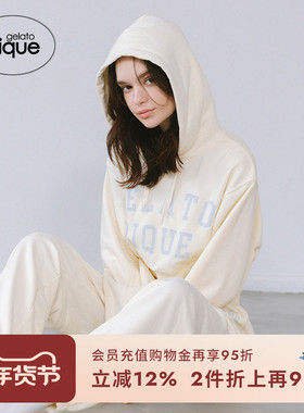 gelato pique春夏女睡衣纯色字母连帽卫衣运动外穿PWCT231210