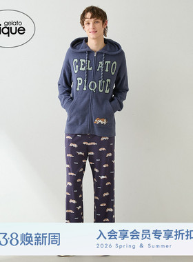 gelato pique26春夏新品男女睡衣半边绒字母小狗卫衣PHNT261918