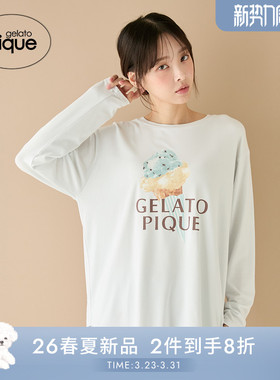 gelato pique26春夏新品女睡衣冰淇淋圆领长袖T恤居家PWCT261264