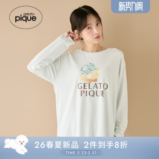 T恤居家PWCT261264 女睡衣冰淇淋圆领长袖 gelato pique26春夏新品