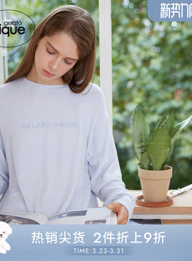 gelato pique秋冬女睡裙纯色字母长袖连衣裙居家PWCO245288