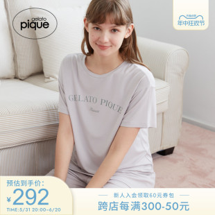 女睡裤 纯色字母竖条纹理短裤 pique24春夏新品 gelato PWCP242256