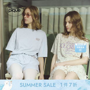 pique25夏季 女团同款 gelato 新品 PWCP252227 睡裤 字母印花系带短裤