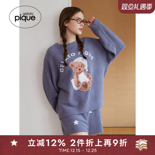 gelatopique星星针织系带短裤