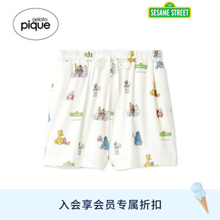 gelato pique26春夏新品女睡裤芝麻街满印系带短裤居家PWCP261328