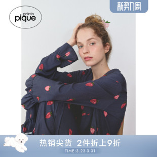 衬衫 女睡衣草莓满印长袖 居家PWFT255228 pique25秋冬新品 gelato