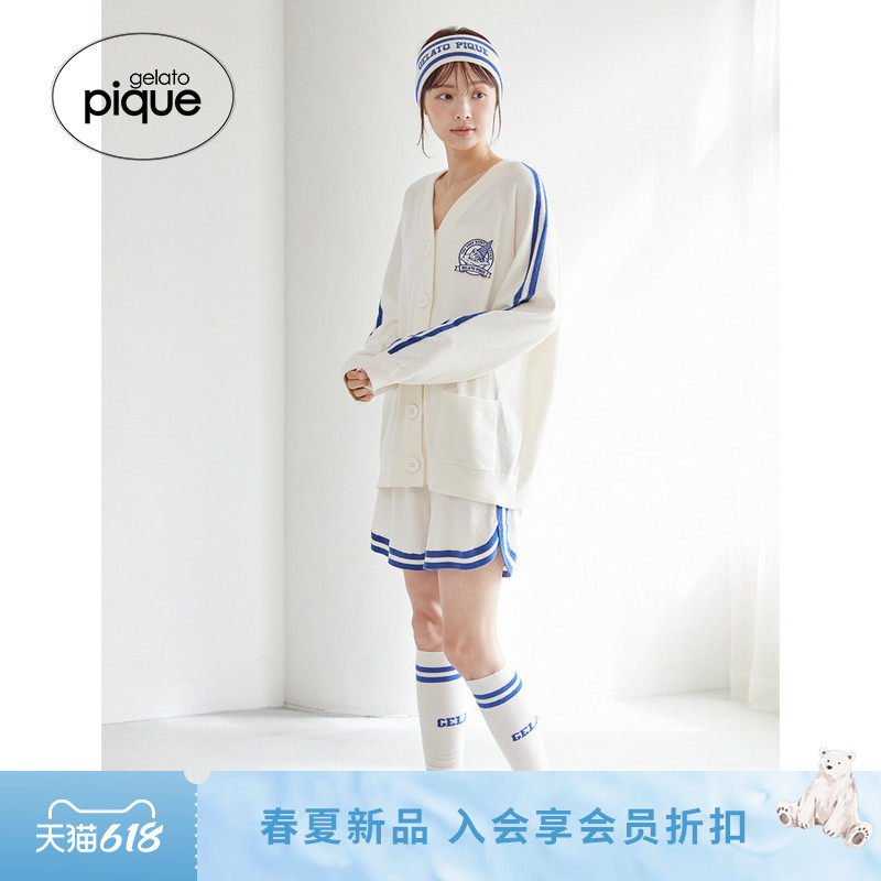 gelato pique26春夏新品女袜子毛绒运动风条纹地板袜PWGS262544