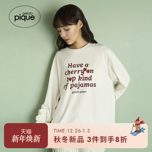睡衣字母樱桃长袖 男女同款 T恤PUCT255210 pique25秋冬新品 gelato