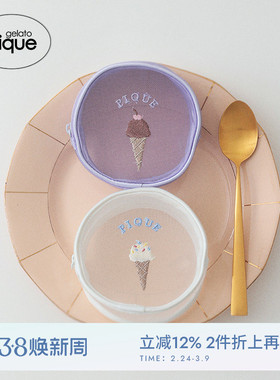 gelato pique春夏白色情人节冰淇淋刺绣收纳包PWGB251725