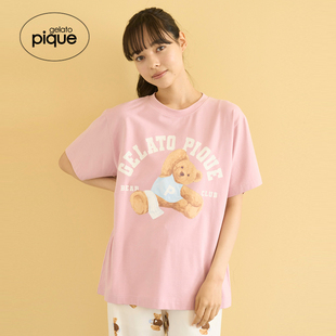 T恤睡衣PWCT254233 女运动小熊印花短袖 gelato pique25秋冬新品