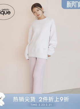 gelato pique25秋冬新品女睡衣套装彩色粉扑套头衫长裤PWNT255045