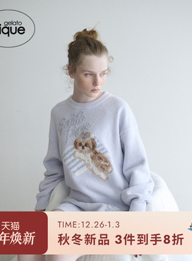 gelato pique25秋冬新品女睡衣半边绒西施犬套头衫居家PWNT254039