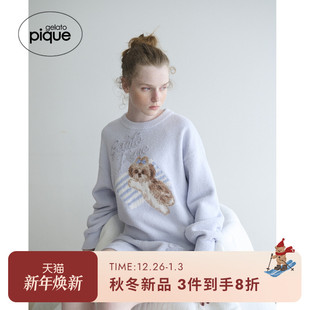 居家PWNT254039 女睡衣半边绒西施犬套头衫 gelato pique25秋冬新品