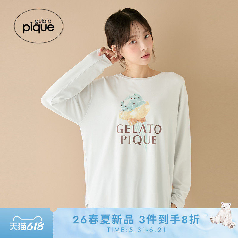 gelato pique26春夏新品女睡衣冰淇淋圆领长袖T恤居家PWCT261264
