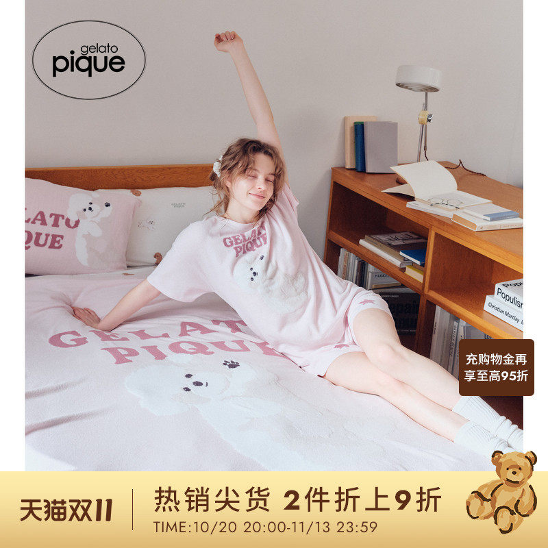 gelato pique26春夏新品毯子半边绒翻肚皮小狗提花毛毯PSGG261847