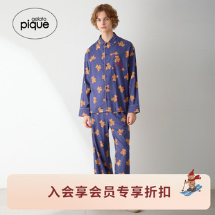 衬衫 男睡衣小熊满印长袖 圣诞PMFT255337 pique25秋冬新品 gelato