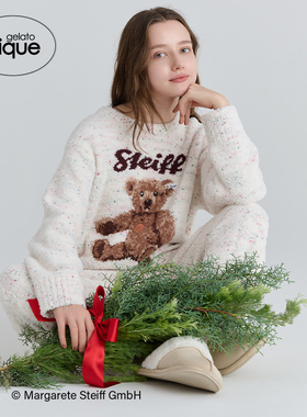 gelato pique25秋冬新品女睡衣半边绒Steiff熊套头衫PWNT255034