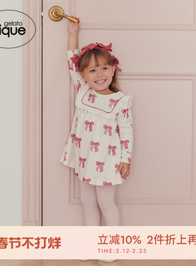gelato pique秋冬婴儿睡衣娃娃领蝴蝶结连体爬服PBCO245455