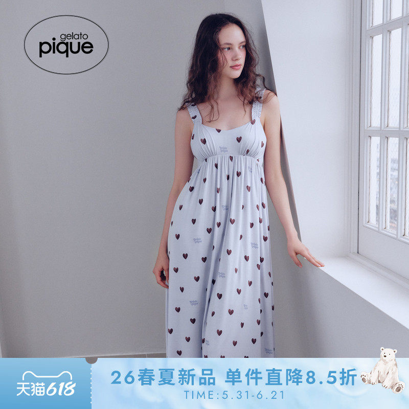 gelato pique26春夏新品女睡裙爱心吊带连衣裙带胸垫PWCO262317
