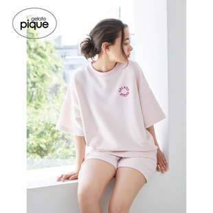 短裤 纯色字母短袖 PWCT244216 pique秋冬女睡衣套装 gelato