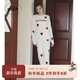 半边绒爱心系带长裤 女睡裤 居家PWNP254108 pique25秋冬新品 gelato
