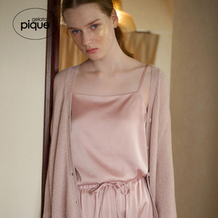 gelato 女睡衣纯色缎面吊带背心附胸垫PWFT254257 pique25秋冬新品