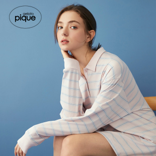 gelato 女睡裙多色条纹polo领连衣裙PWCO252253 pique25夏季 新品