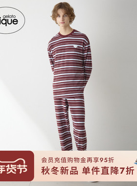 gelato pique25秋冬新品男女同款睡裤爱心条纹撞色长裤PHCP255371