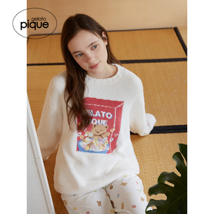 PWNT244041 女睡衣半边绒小熊麦片套头衫 gelato pique25秋冬新品