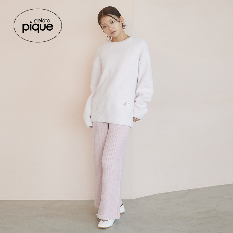 gelato pique25秋冬新品女睡衣套装彩色粉扑套头衫长裤PWNT255045