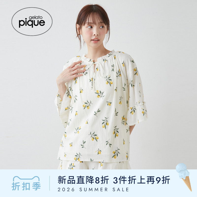 gelato pique26春夏新品女睡裤水果花枝系带短裤居家PWFP262259