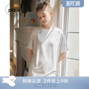 家居服套装 gelato 女睡衣海豹满印短袖 新品 PWCT252387 pique25夏季